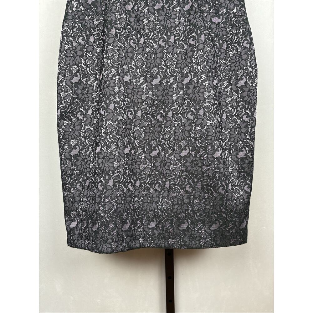 Adrianna Papell Black Lace Sheath Dress Women's 14 Purple Sleeveless Whimsy NEW - Picture 6 of 13